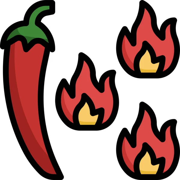 Fűszeres Chili Forró Ikon — Stock Vector
