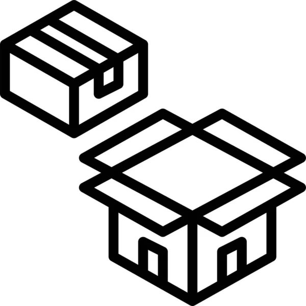 Ikona Krabice Obchodní Karton Stylu Osnovy — Stockový vektor