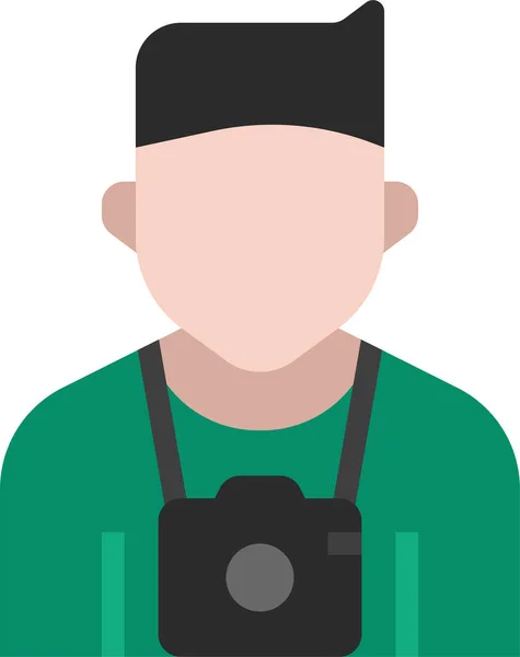 Caméra Avatar Icône Caméraman Dans Style Plat — Image vectorielle