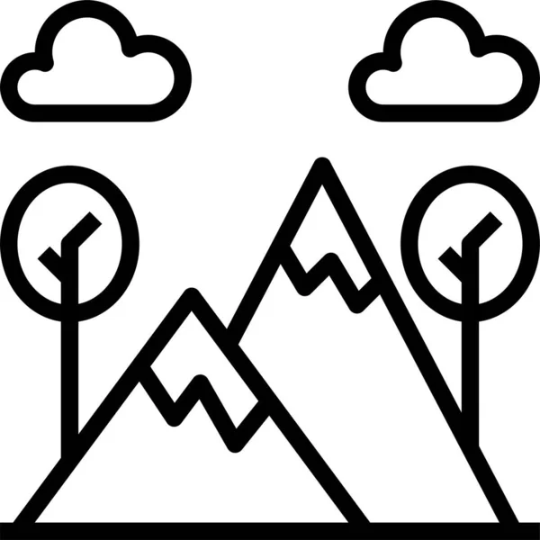 Icono Montaña Bandera Aventura Estilo Esquema — Archivo Imágenes Vectoriales