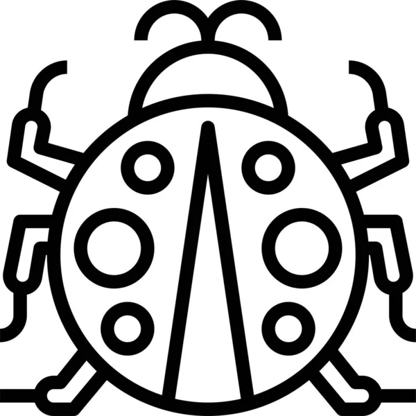 Иконка Божьей Коровки Животного Мира Стиле Контура — стоковый вектор