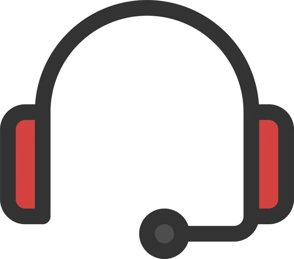 Icône Casque Écoute Service Clientèle Dans Style Contour Rempli — Image vectorielle