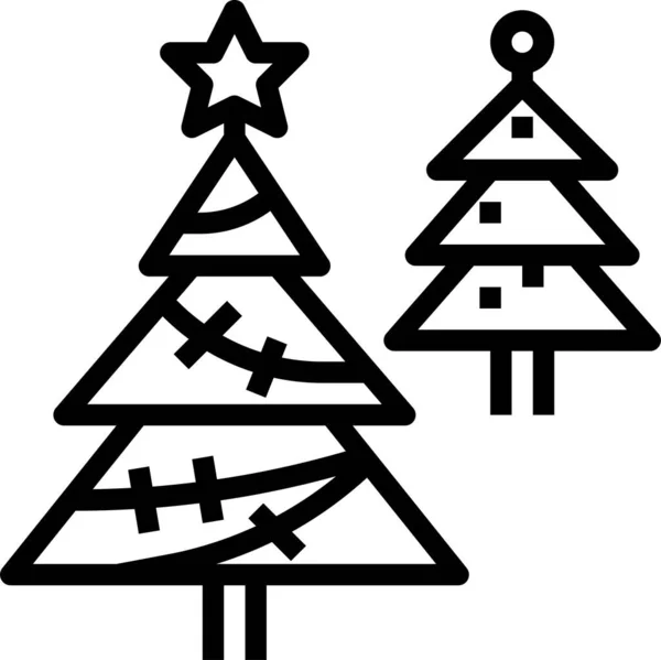 Natale Decorazione Foresta Icona Stile Outline — Vettoriale Stock