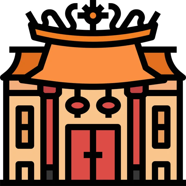 Shrine China Icono Chino Categoría Año Nuevo Chino — Archivo Imágenes Vectoriales