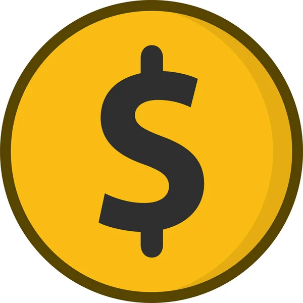 Ikona Dolaru Měny Mincí Pevném Stylu — Stockový vektor