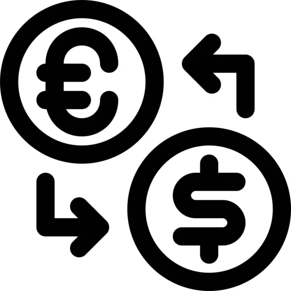 Dólar Euro Icono Cambio Estilo Esquema — Vector de stock