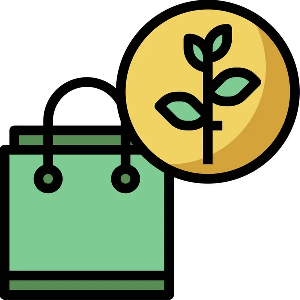 Bag Commerce Eco Icon Filled Outline Style — Stock Vector