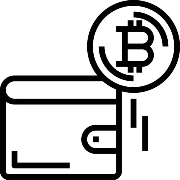 Bitcoin Blockchain Üzleti Ikon Körvonalazott Stílusban — Stock Vector