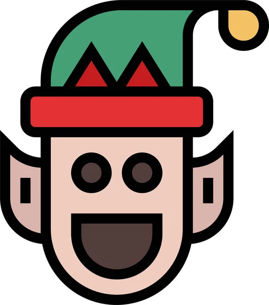 Icône Hiver Elfe Noël Dans Style Contour Rempli — Image vectorielle