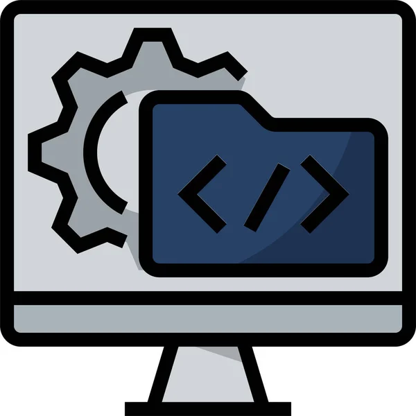Coding Programming Computer Software Icon Filled Outline Style — Stock Vector