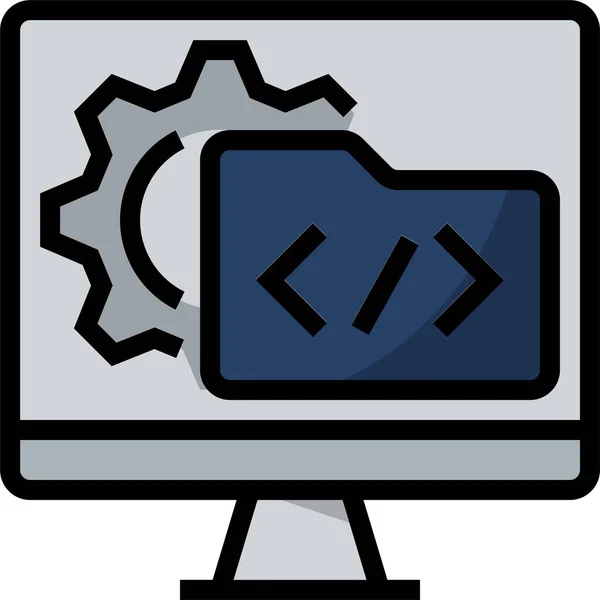 Codificación Software Programación Icono Estilo Contorno Lleno — Archivo Imágenes Vectoriales