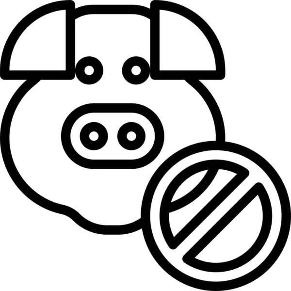 Keine Schweinefleisch Ikone Umrissen — Stockvektor