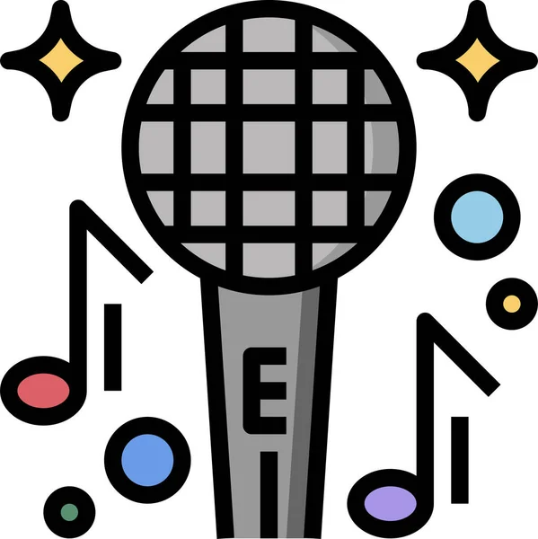 Karaoke Ícone Música Multimídia Estilo Esboço Preenchido — Vetor de Stock