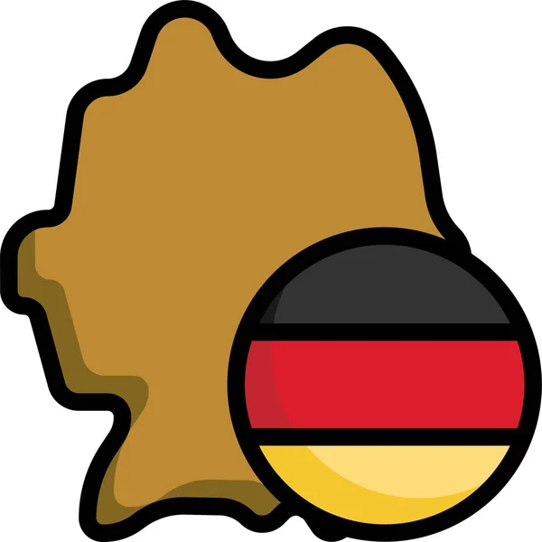 Deutschland Flaggenkarten Symbol Ausgefüllten Umrissstil — Stockvektor