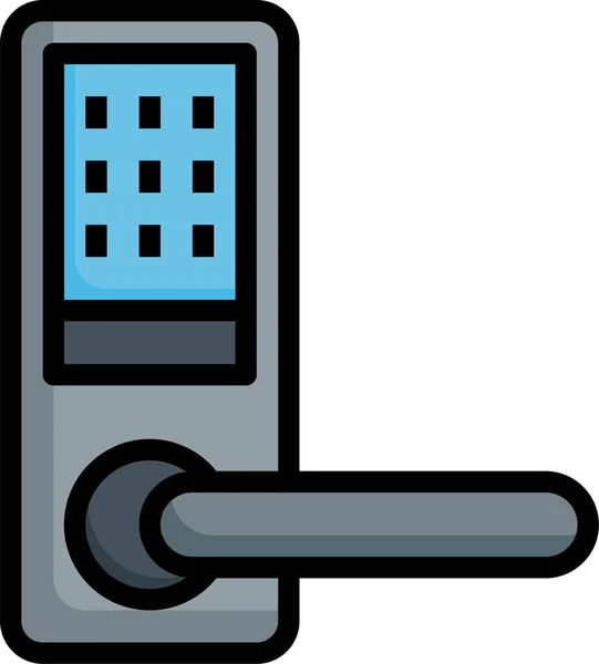 Icono Cerradura Puerta Digital Estilo Contorno Lleno — Vector de stock