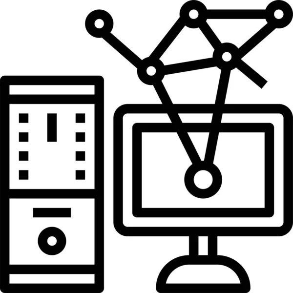 Icône Données Informatiques Analyse Dans Style Outline — Image vectorielle