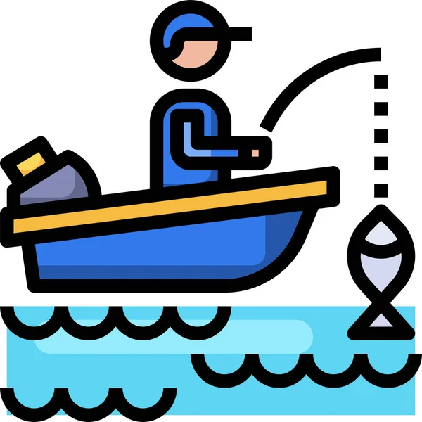 Pescado Pescador Icono Pesca — Vector de stock