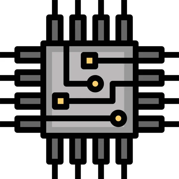 Ikona Sprzętu Komputerowego Chip Stylu Filled Outline — Wektor stockowy