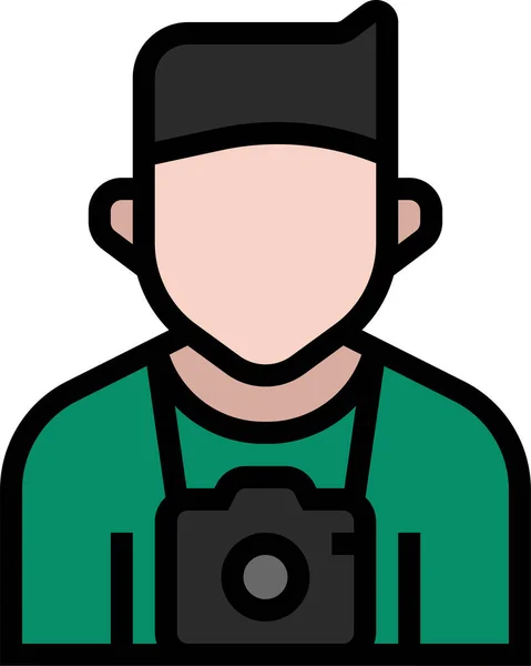 Avatar Camera Camera Camera Camera Icon Fill Outline Style — Stockový vektor