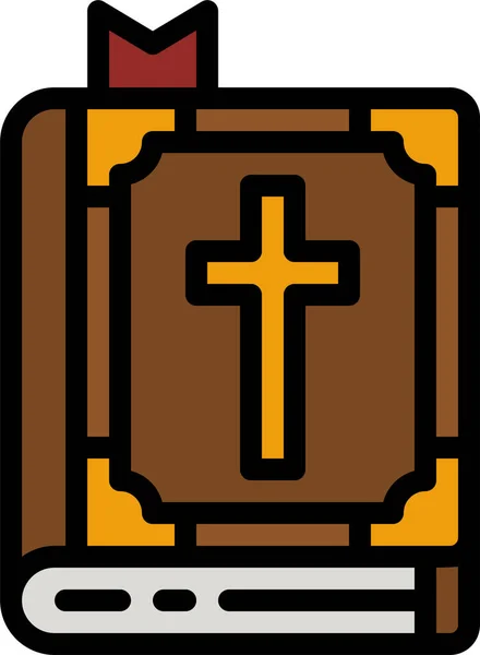 Biblia Libro Sagrado Icono Estilo Contorno Lleno — Vector de stock