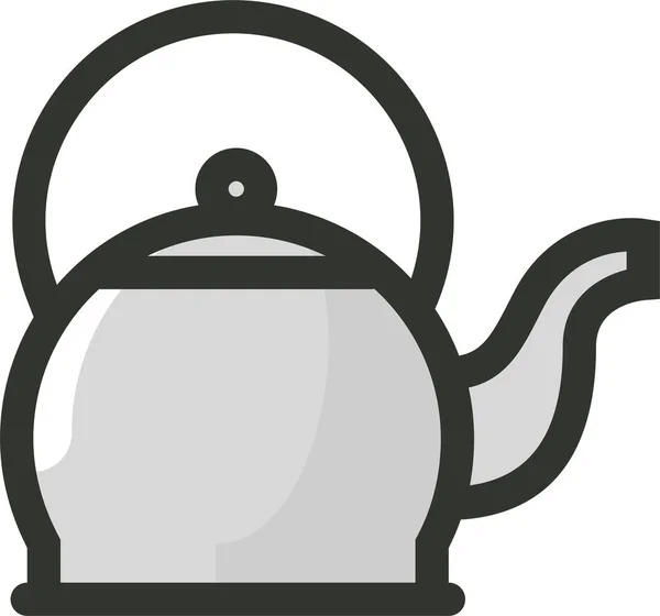 Cooking Kettle Tea Icon Filled Outline Style — Stock Vector