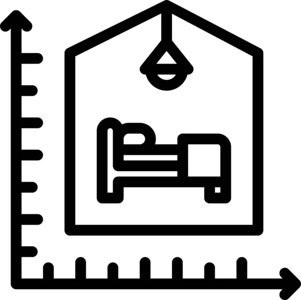 Room Size Real Icon Outline Style — Wektor stockowy