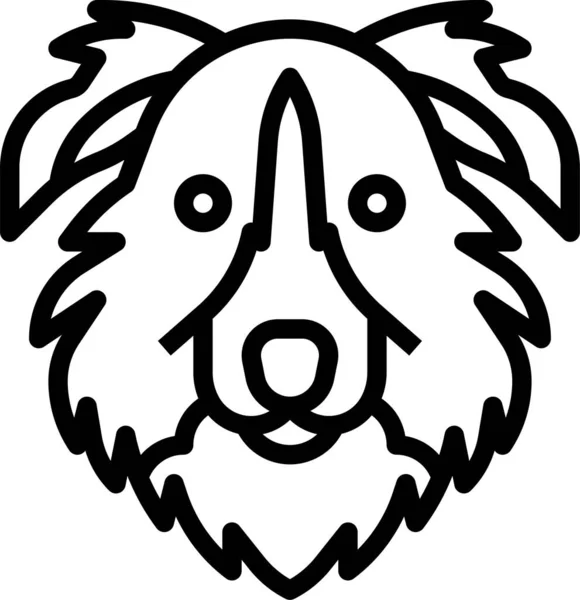 Border Collie Törzskönyv Ikon Körvonalazott Stílusban — Stock Vector