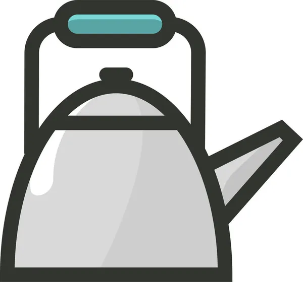 Food Kettle Tea Icon Filled Outline Style — Stock Vector
