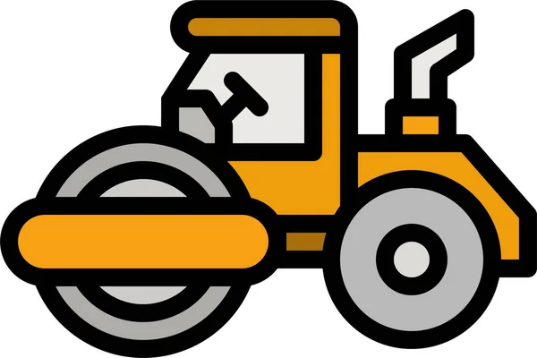 Icono Del Campo Pavimentadora Tractor Estilo Contorno Lleno — Archivo Imágenes Vectoriales