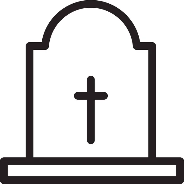 Cementerio Tumba Muerta Icono Estilo Esquema — Archivo Imágenes Vectoriales