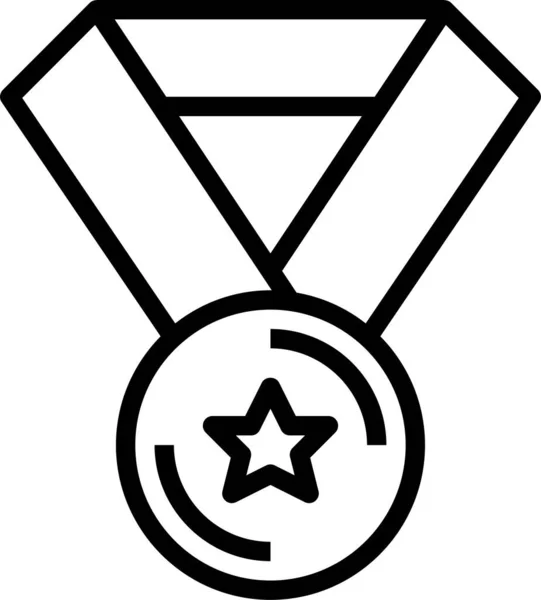 Нагорода Чемпіон Монета Значок Контурному Стилі — стоковий вектор