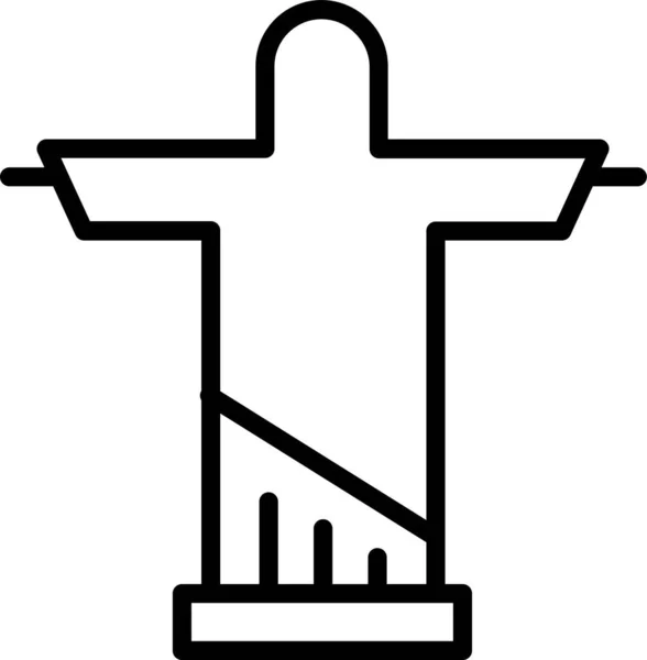 Redeemer Brazil Christ Icon Outline Style — Stock Vector