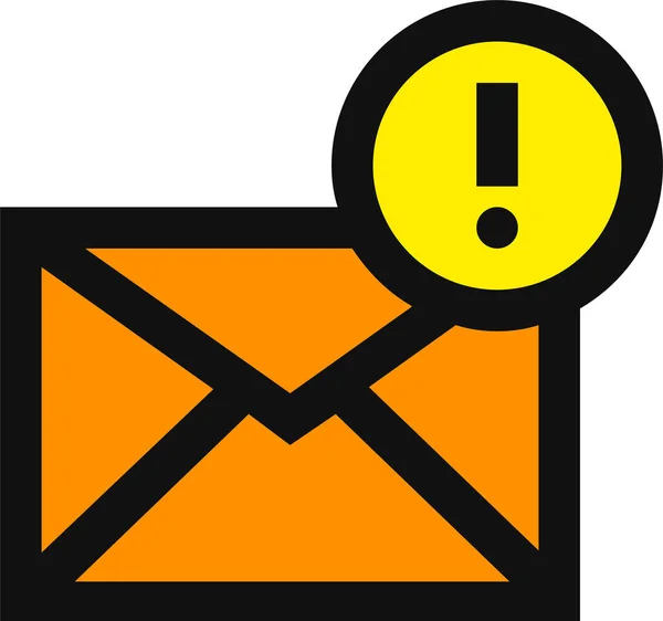 Alerte Mail Avertissement Email Icône Mail Dans Style Contour Rempli — Image vectorielle