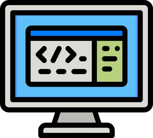Código Codificación Icono Del Programador Estilo Contorno Lleno — Archivo Imágenes Vectoriales