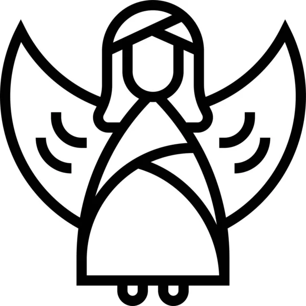 Angel Christmas Decoration Icon Outline Style — Stock Vector