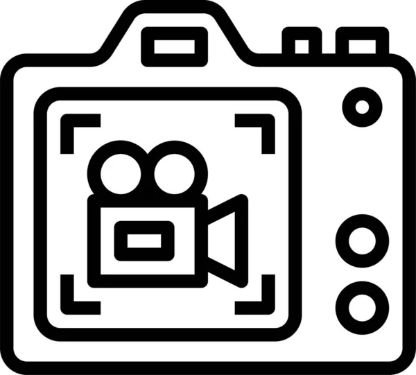 Icono Cámara Fotos Vídeo Estilo Esquema — Vector de stock