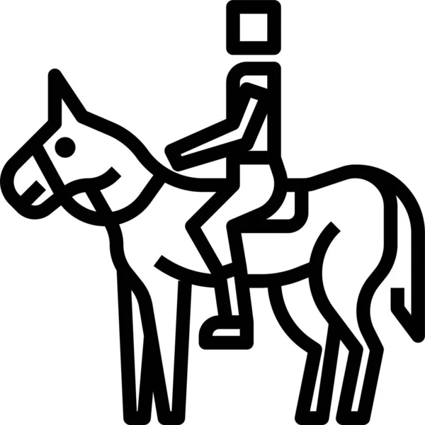 Dier Paard Mensen Pictogram Contouren Stijl — Stockvector