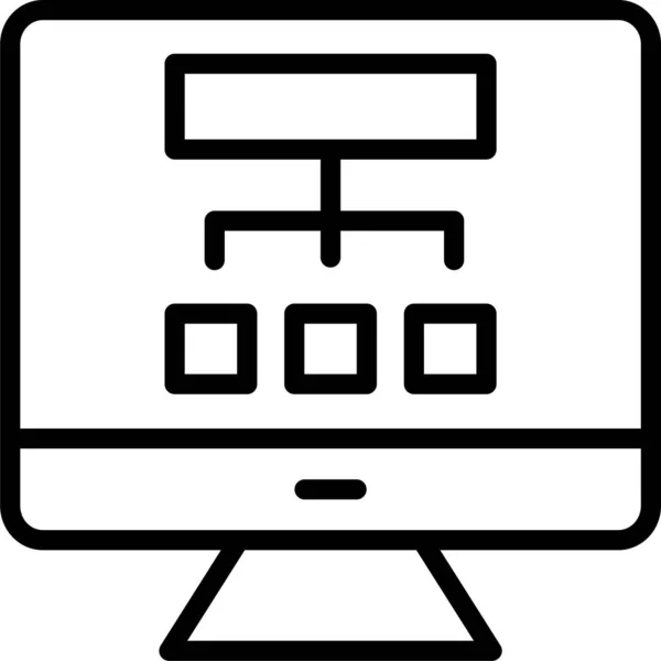 Icône Moniteur Lcd Bureau Dans Style Contour — Image vectorielle