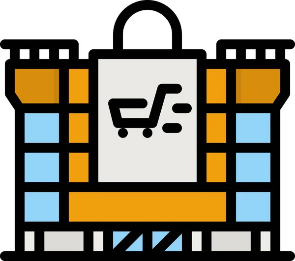 Mall Architecture Supermarket Icon Filled Outline Style — 图库矢量图片