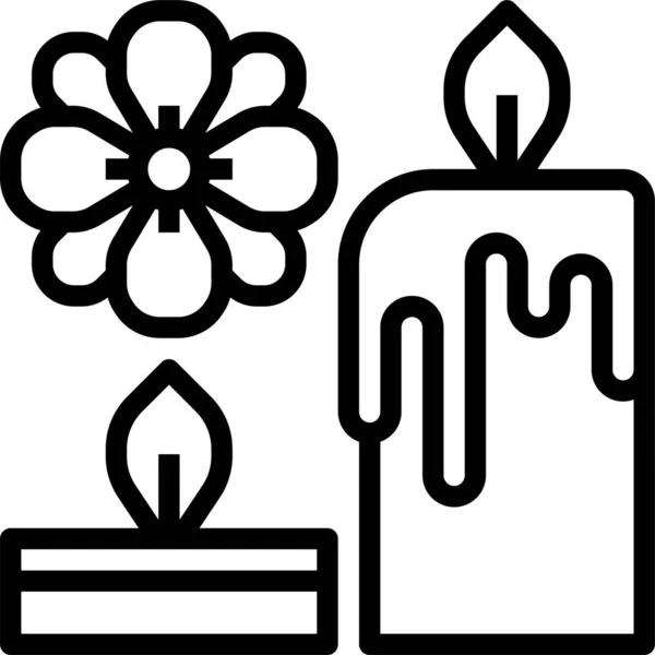 Kerzenschein Ikone Umriss Stil — Stockvektor