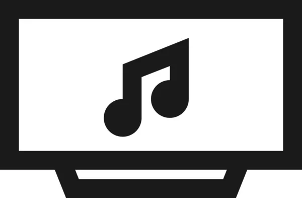 Monitoruj Ikonę Odtwarzacza Muzyki Solidnym Stylu — Wektor stockowy