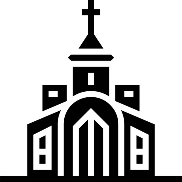 Církevní Katolická Kaple Ikona Pevném Stylu — Stockový vektor