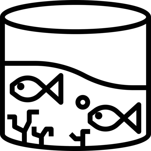 Aquarium Building Fish Icon Outline Style — Stock Vector