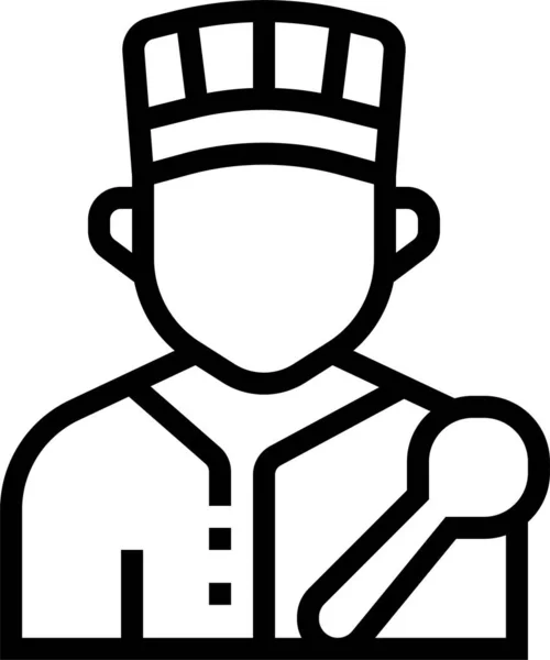 Avatar Chef Cozinheiro Ícone Estilo Esboço — Vetor de Stock