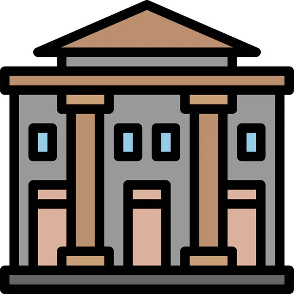 Αρχιτεκτονική Πόλη Δικαστήριο Εικονίδιο Στυλ Γεμάτο Περίγραμμα — Διανυσματικό Αρχείο