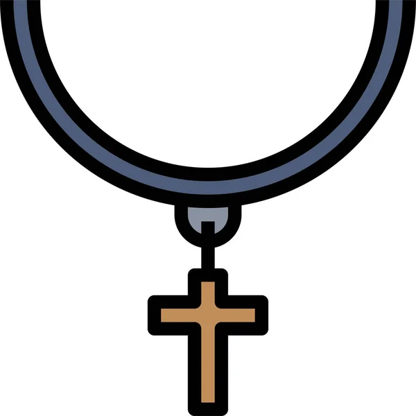 Icono Del Collar Cristiano Católico Estilo Contorno Lleno — Vector de stock