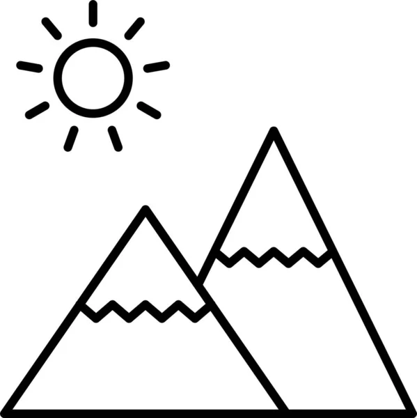 Montañas Colinas Sol Icono — Archivo Imágenes Vectoriales