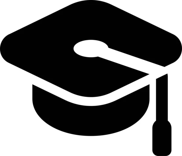 Ausbildung Abschluss Mörtelbrett Symbol Solidem Stil — Stockvektor