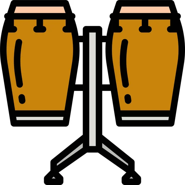 Conga Music Percussion Icon Filled Outline Style — Stockvektor