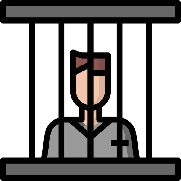 Icône Prison Criminelle Emprisonnée Dans Style Contour Rempli — Image vectorielle